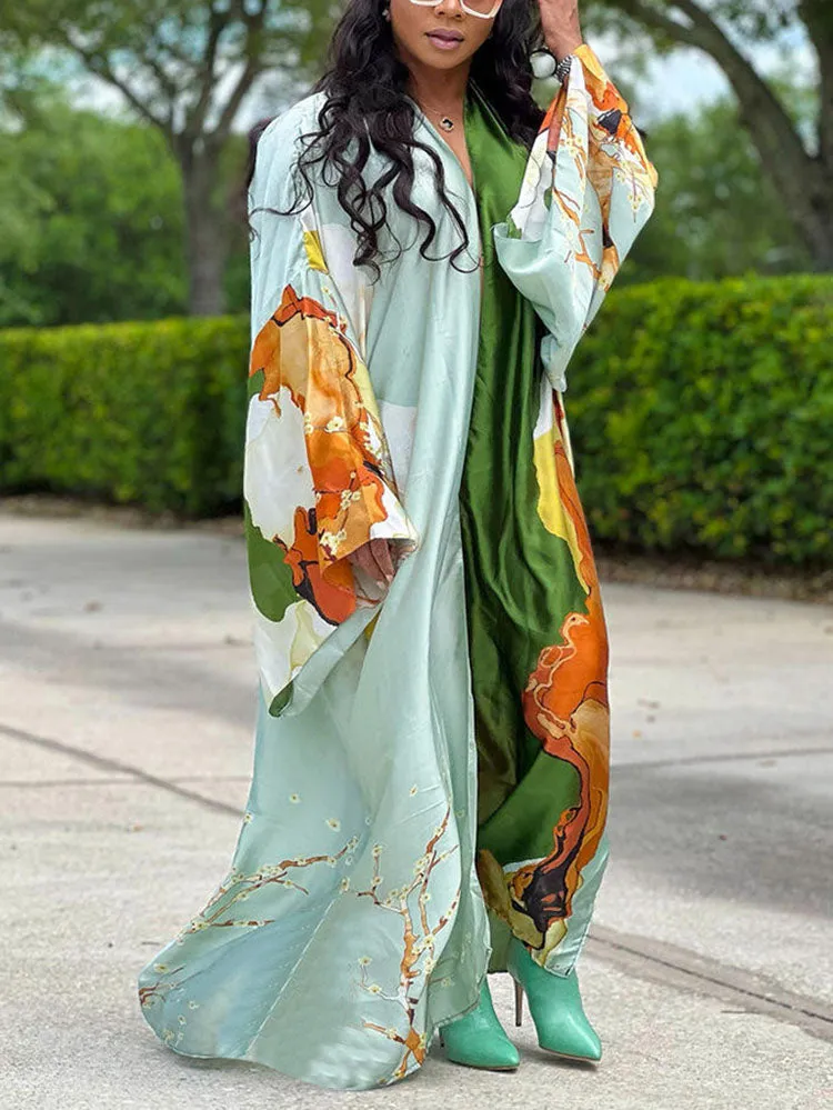 Printed Open Front Shawl Cardigan