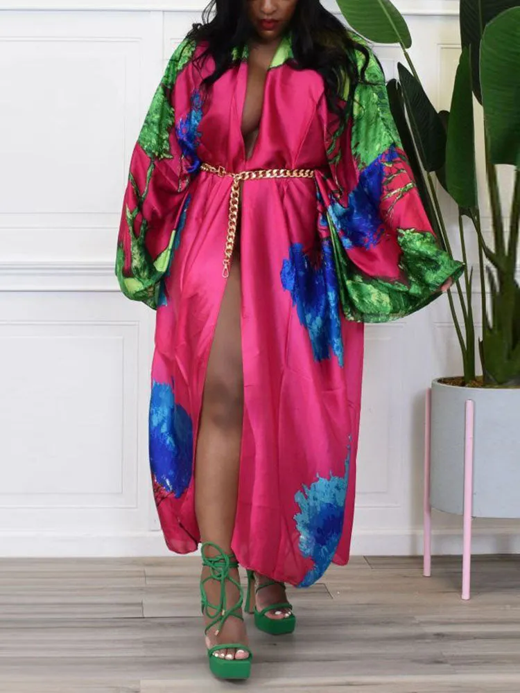 Printed Open Front Shawl Cardigan