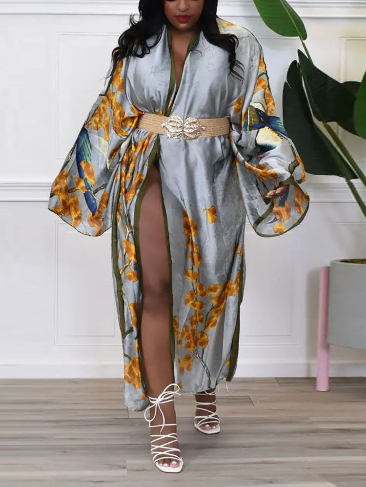 Printed Open Front Shawl Cardigan