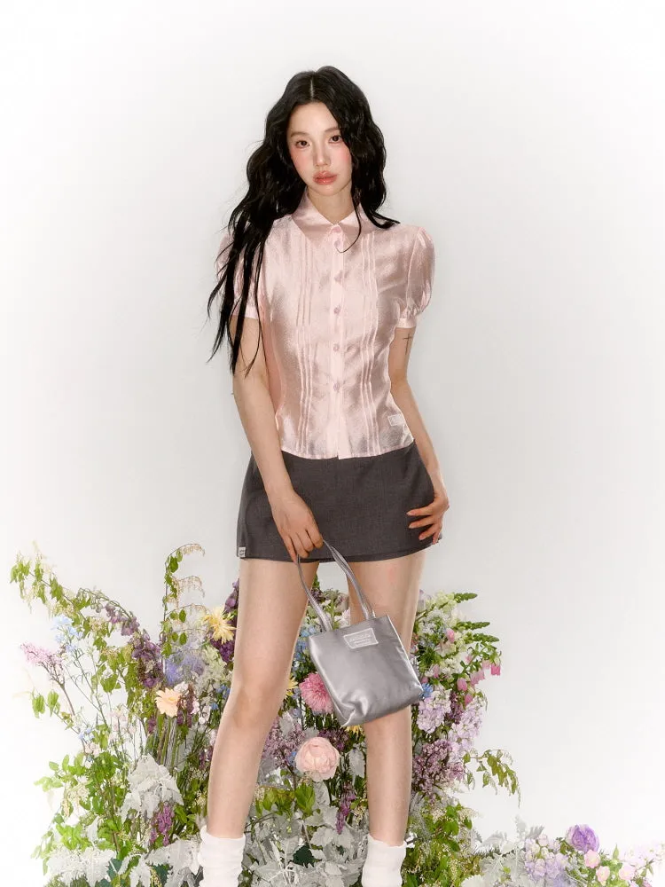 Puff Sleeve Satin Blouse