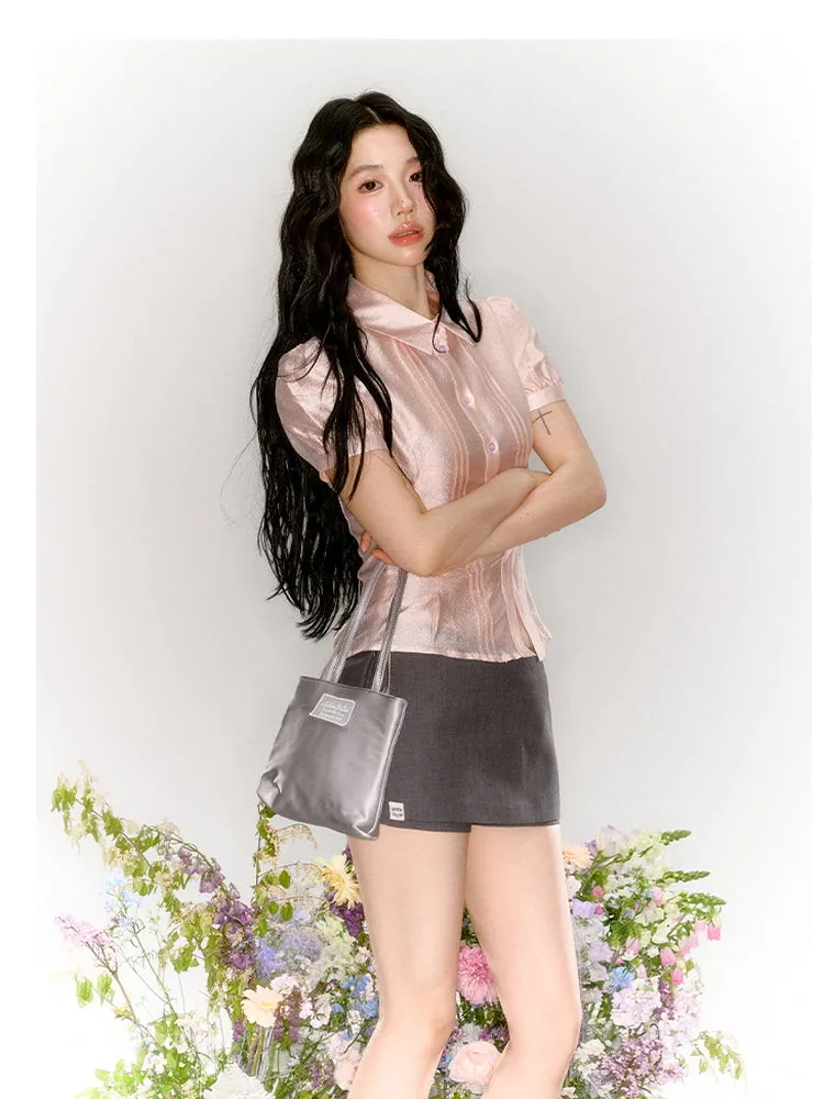 Puff Sleeve Satin Blouse