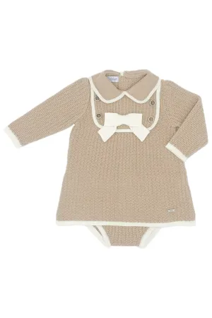"Vienna" Camel & Cream Knit Dress & Bloomers