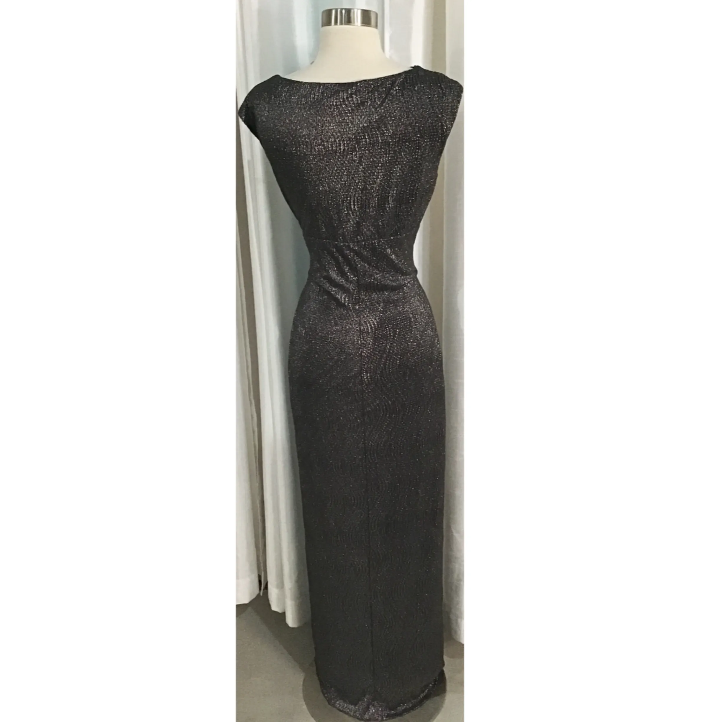 RALPH LAUREN Gunmetal Cap Sleeve Long Dress Size 6