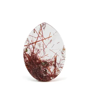 Red Rutile in Quartz 48.7mm 95.5 Carat Polished Crystal Cabochon