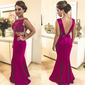Robe De Soiree Satin Open Back Floor Length Dresses