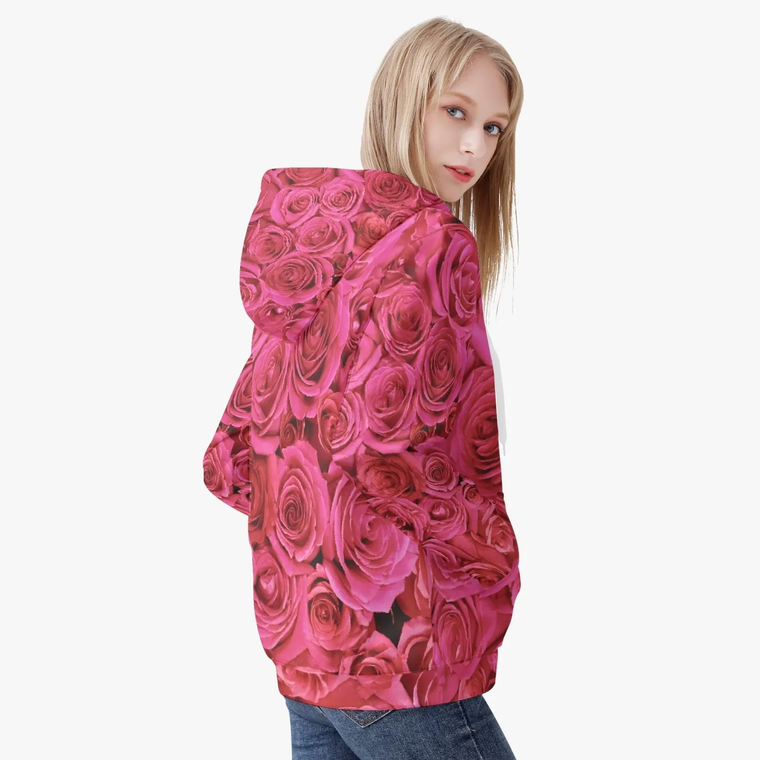 Roses Diamond Ring Women's Zip Up Hoodie