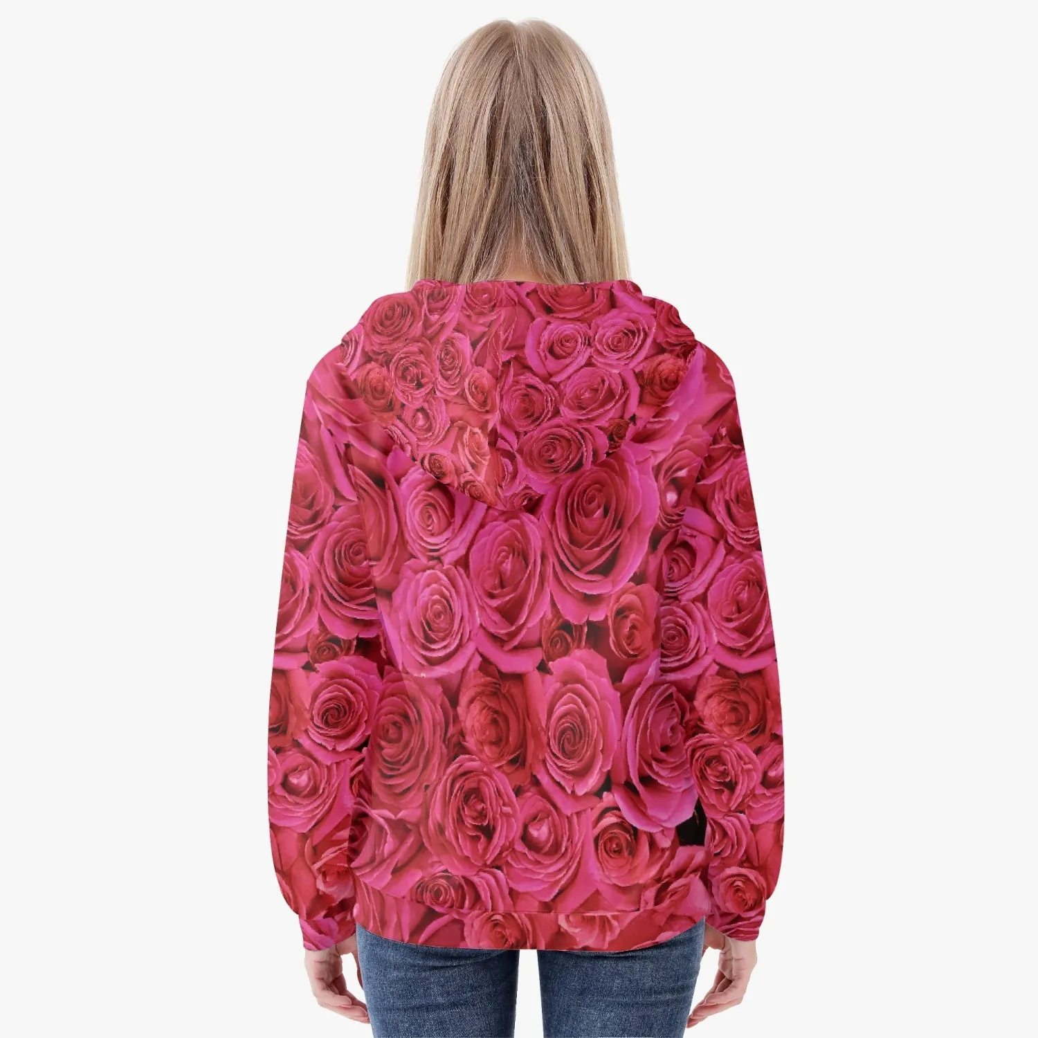 Roses Diamond Ring Women's Zip Up Hoodie