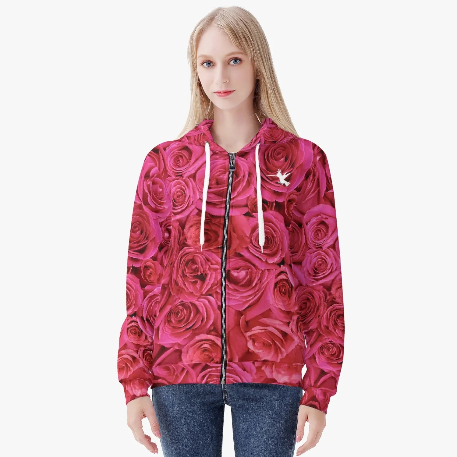 Roses Diamond Ring Women's Zip Up Hoodie