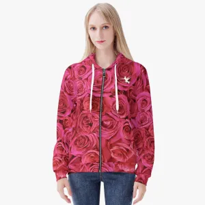 Roses Diamond Ring Women's Zip Up Hoodie