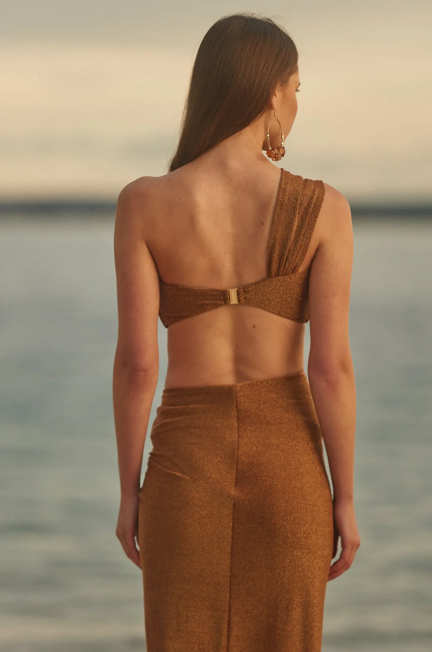 RUCHED SKIRT IN SPICE SHIMMER