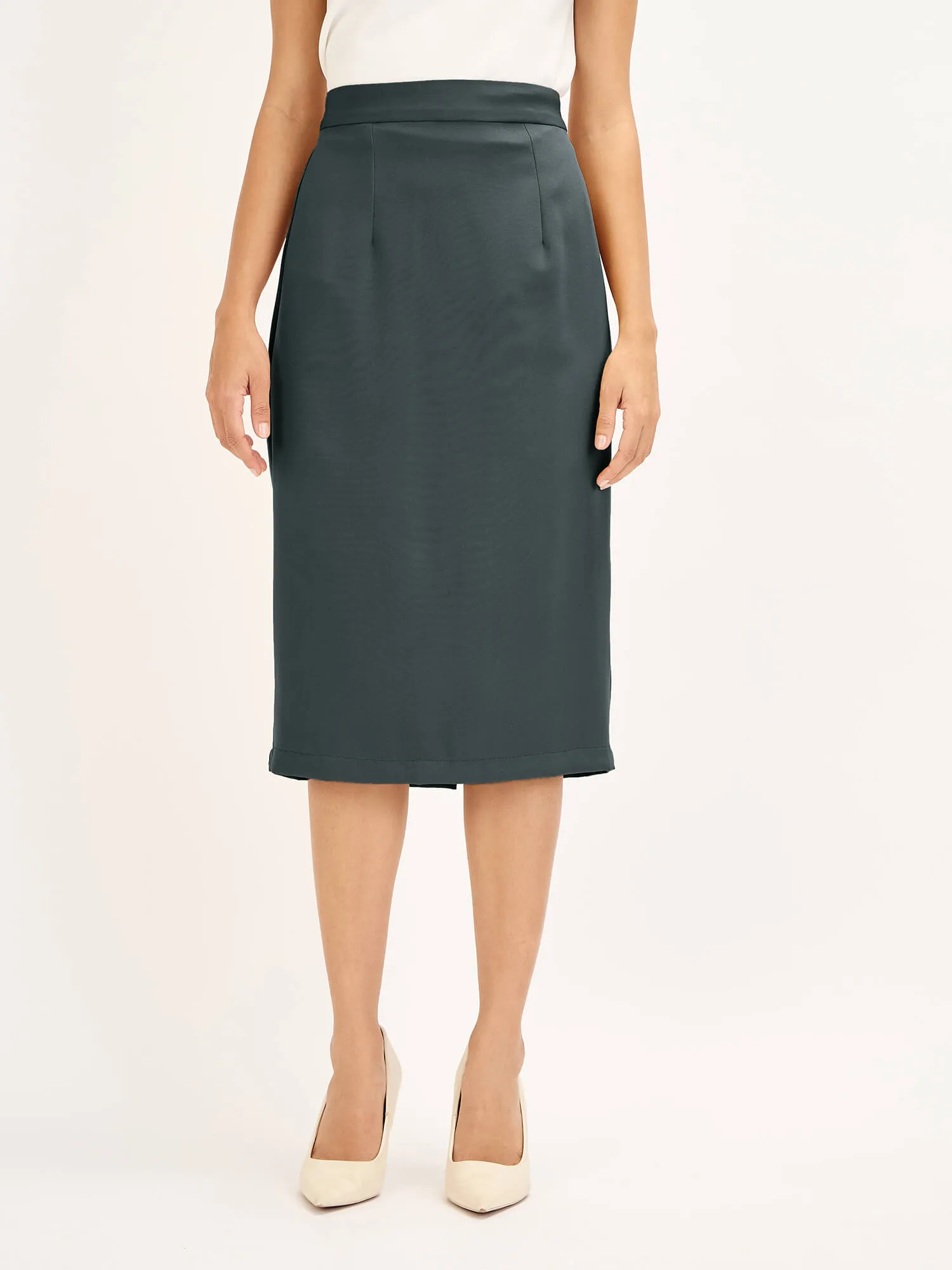 Seine Work Ready Long Pencil Skirt -Dark Grey