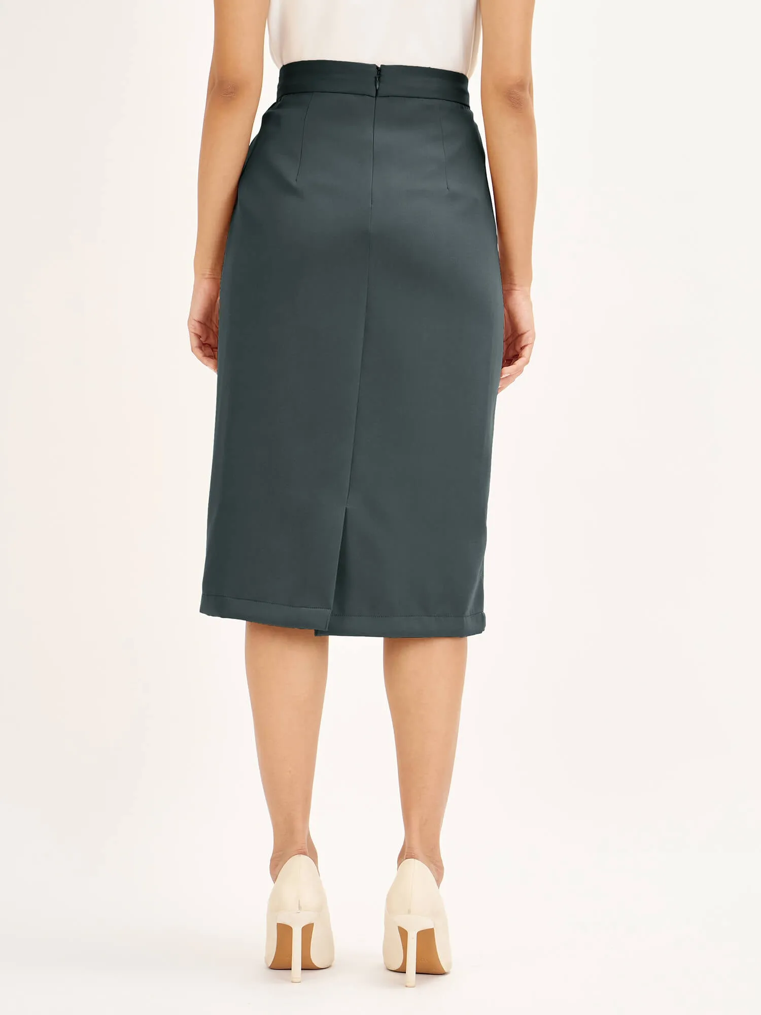 Seine Work Ready Long Pencil Skirt -Dark Grey