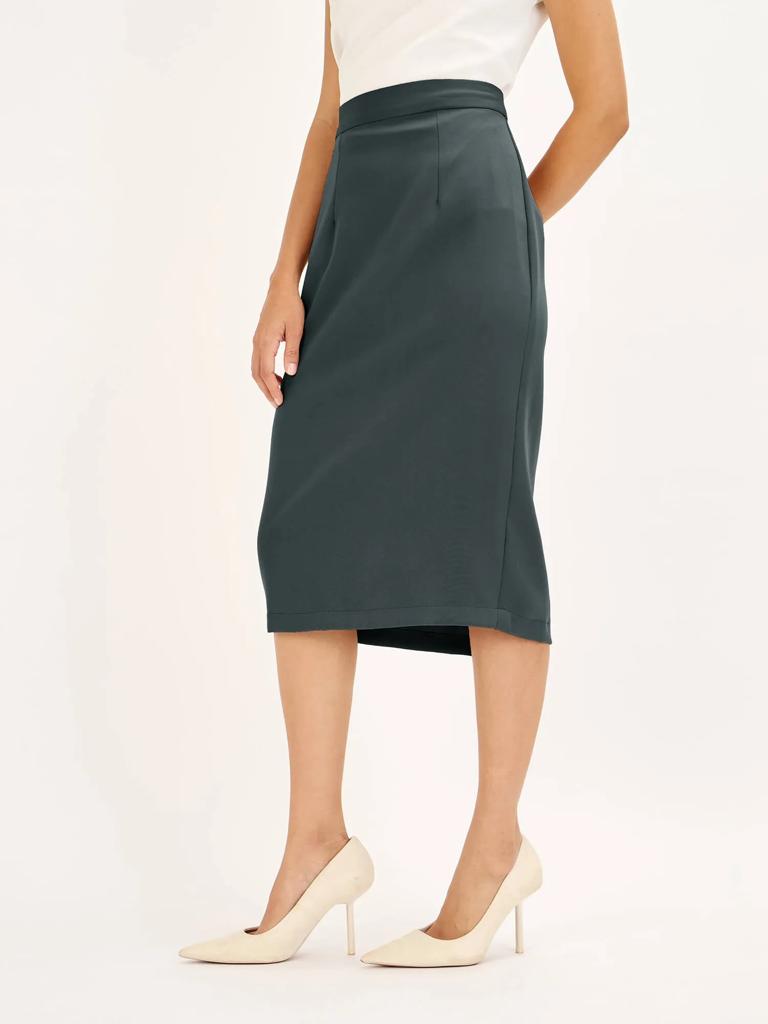 Seine Work Ready Long Pencil Skirt -Dark Grey