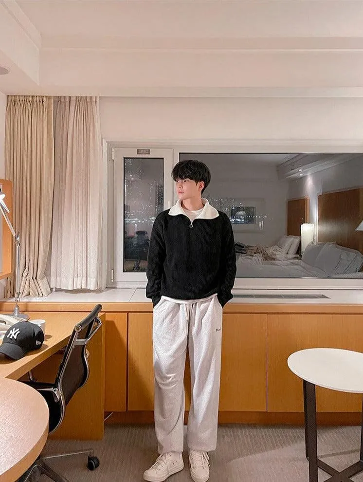 Semi-High Neck Zipper Sweater