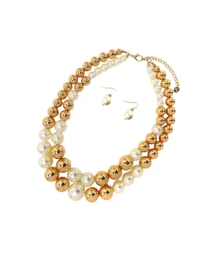 SET LAYERED BALLS PEARLS GOLD