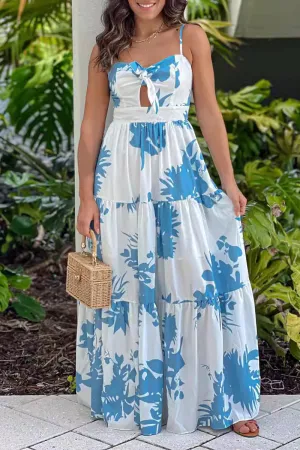 Sexy Print Floral With Bow V Neck Printed Dresses