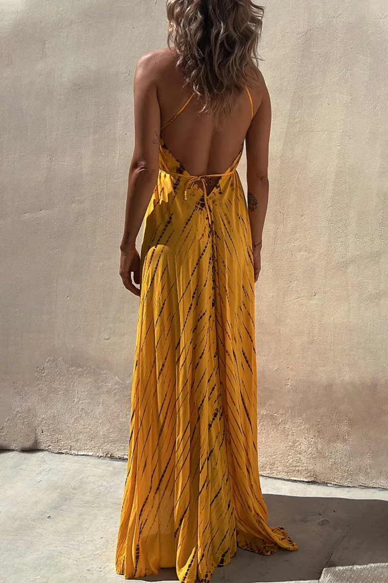 Sexy Vacation Geometric Frenulum Sling Dress Dresses
