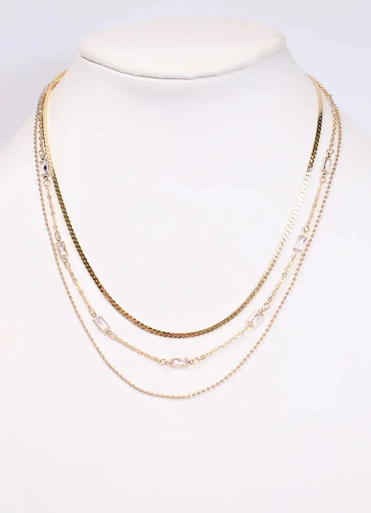 Shafir Layered CZ Necklace GOLD