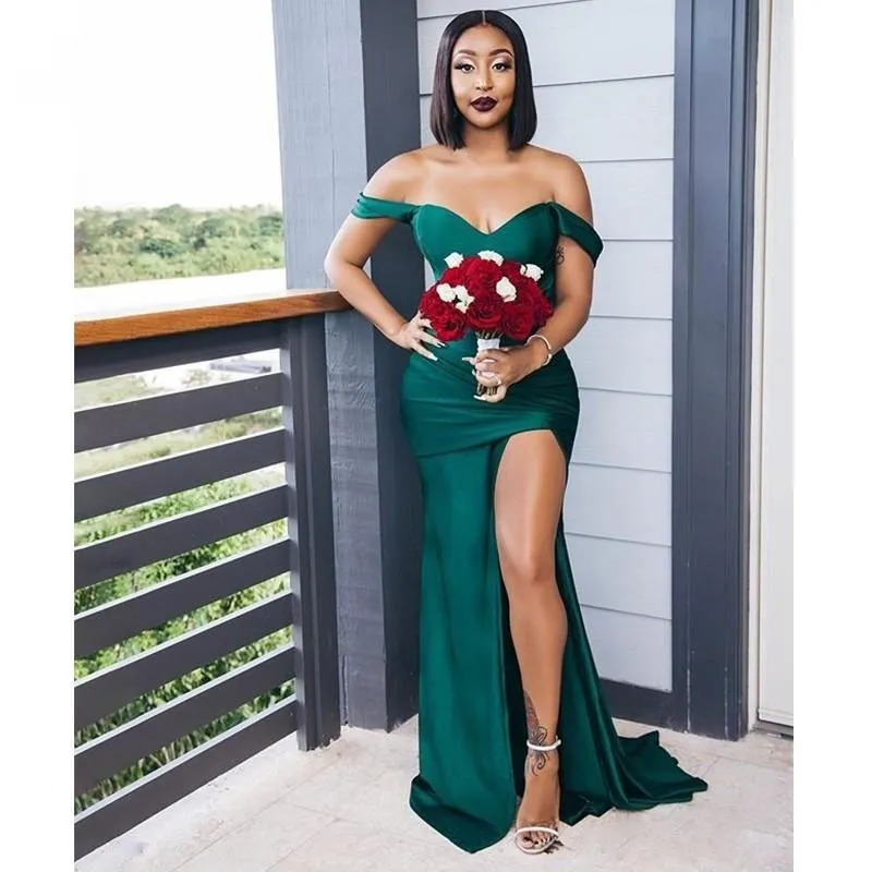 Sleeveless Floor Length Sweep Train Side Slit Silk Satin Dress