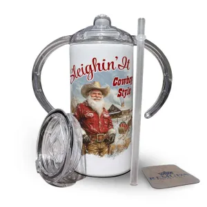 Sleighin It Cowboy Style - Kids Western Santa Sippy Cup