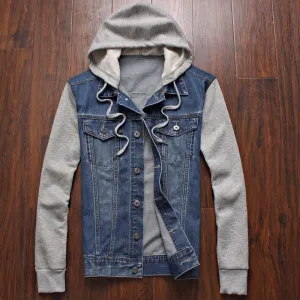 spring men's fashion men's sportswear cowboy hoodies, hooded jacket removable hat denim jacket size M-4XL, 5XL