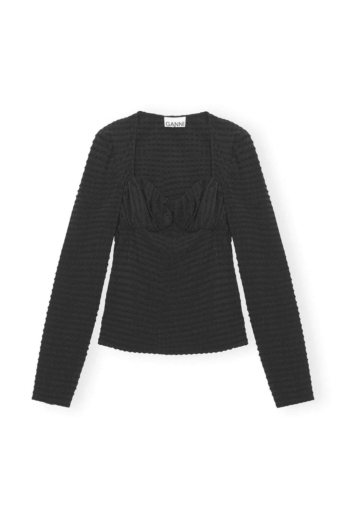 Stretch Seersucker Blouse | Black