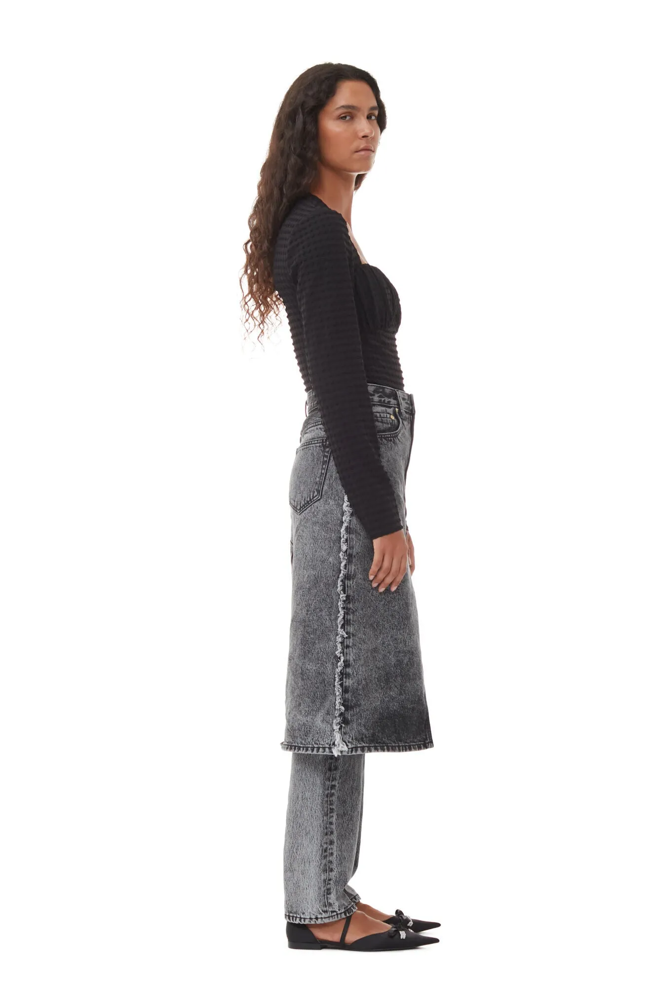 Stretch Seersucker Blouse | Black