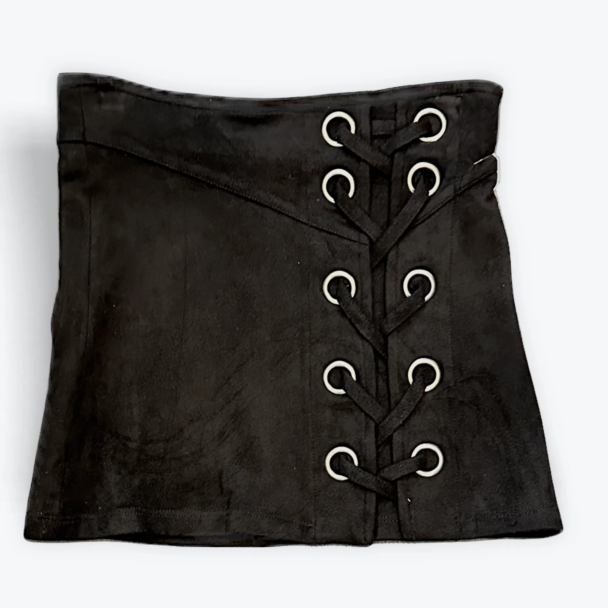 Stretch Suede Large Grommet Skirt