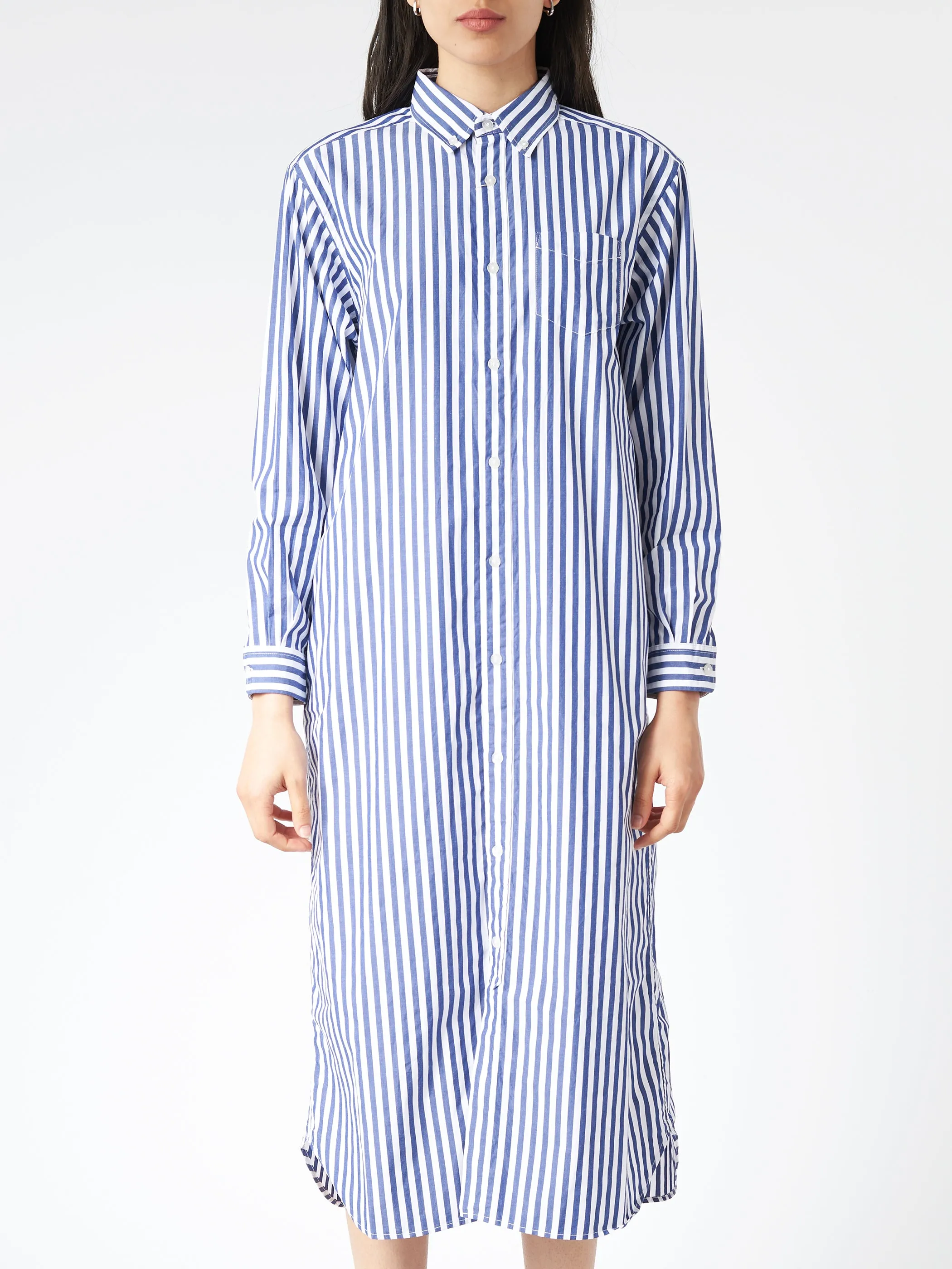 Striped Button Down Long Sleeve Dress
