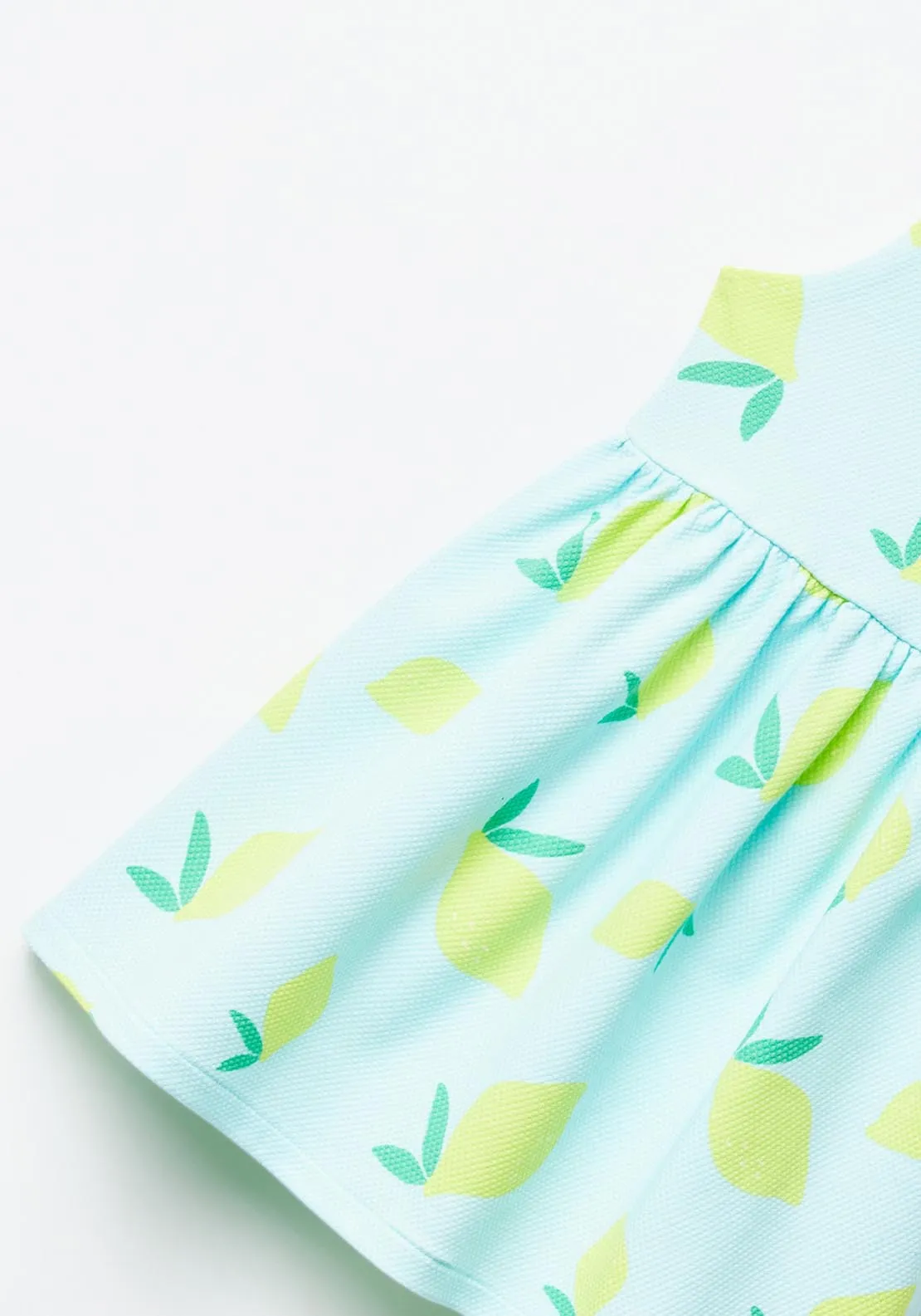 Structured Lemon Print dress - Blue