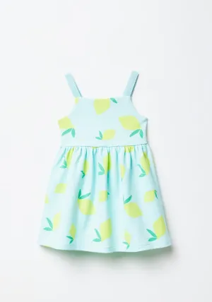 Structured Lemon Print dress - Blue