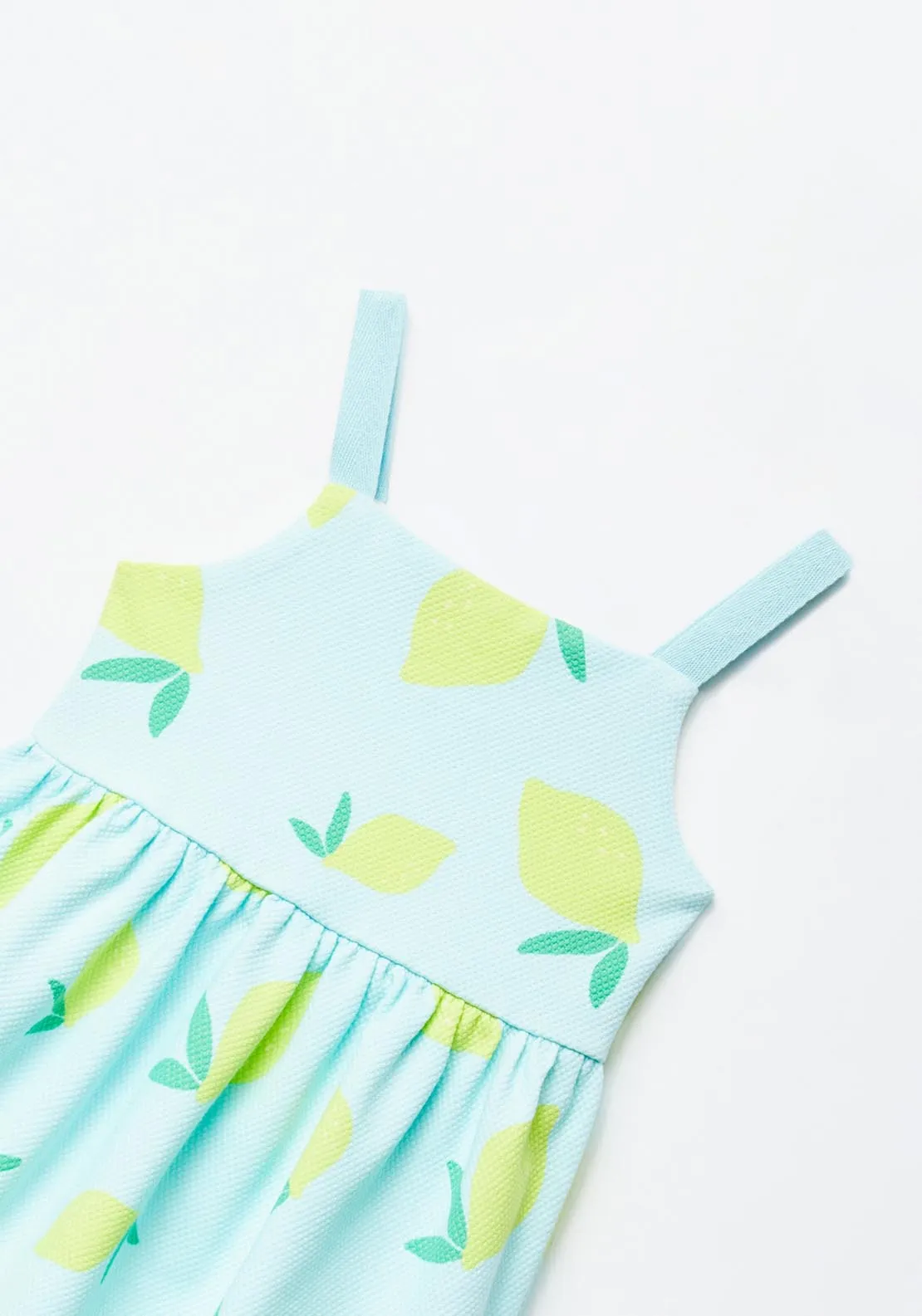 Structured Lemon Print dress - Blue