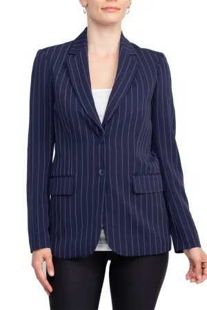 Tahari ASL Notched Collar Two Button Long Sleeve Crepe Blazer