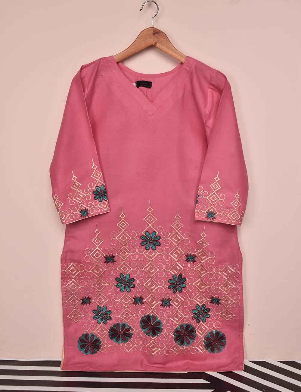 Tehwaar Winter Linen Embroidered Stitched Kurti - Vienna (TW-09B-Pink)