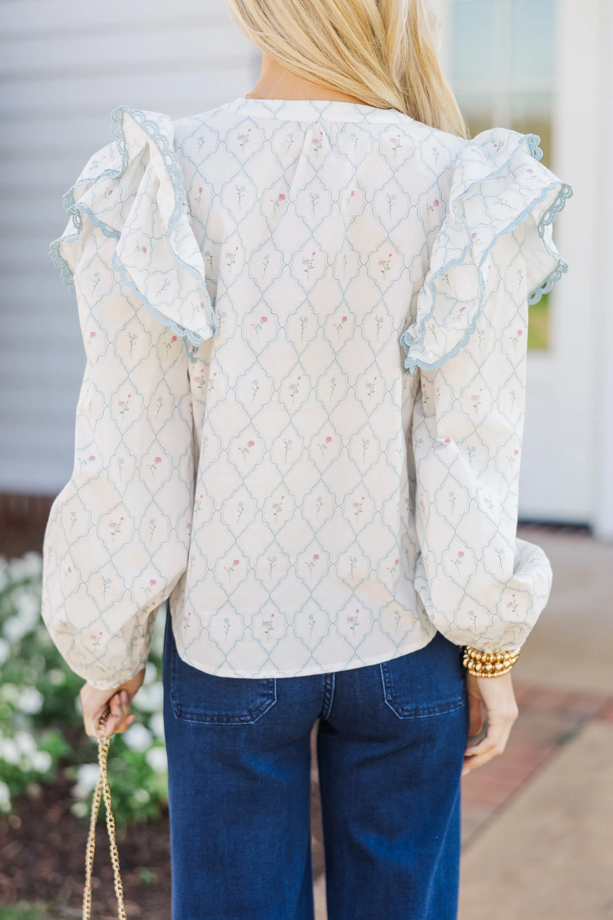 The Rendezvous Cream Medallion Blouse