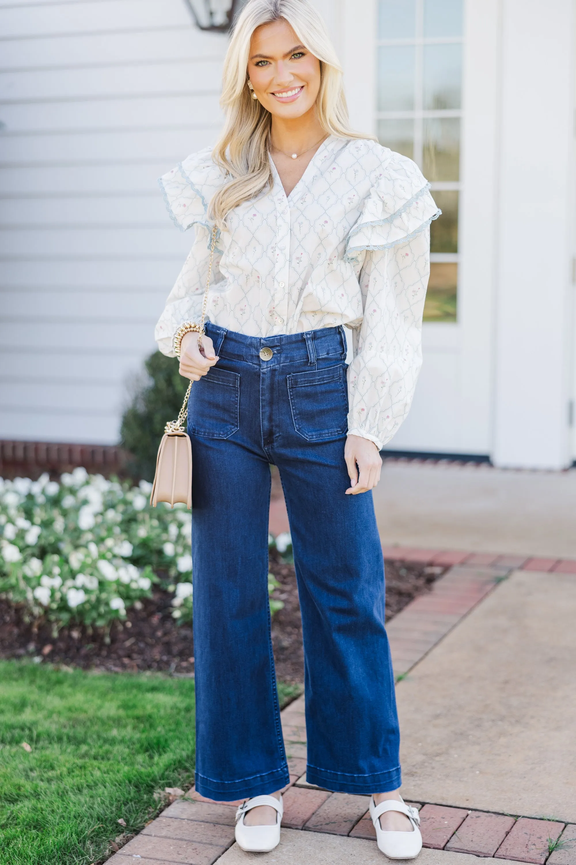 The Rendezvous Cream Medallion Blouse