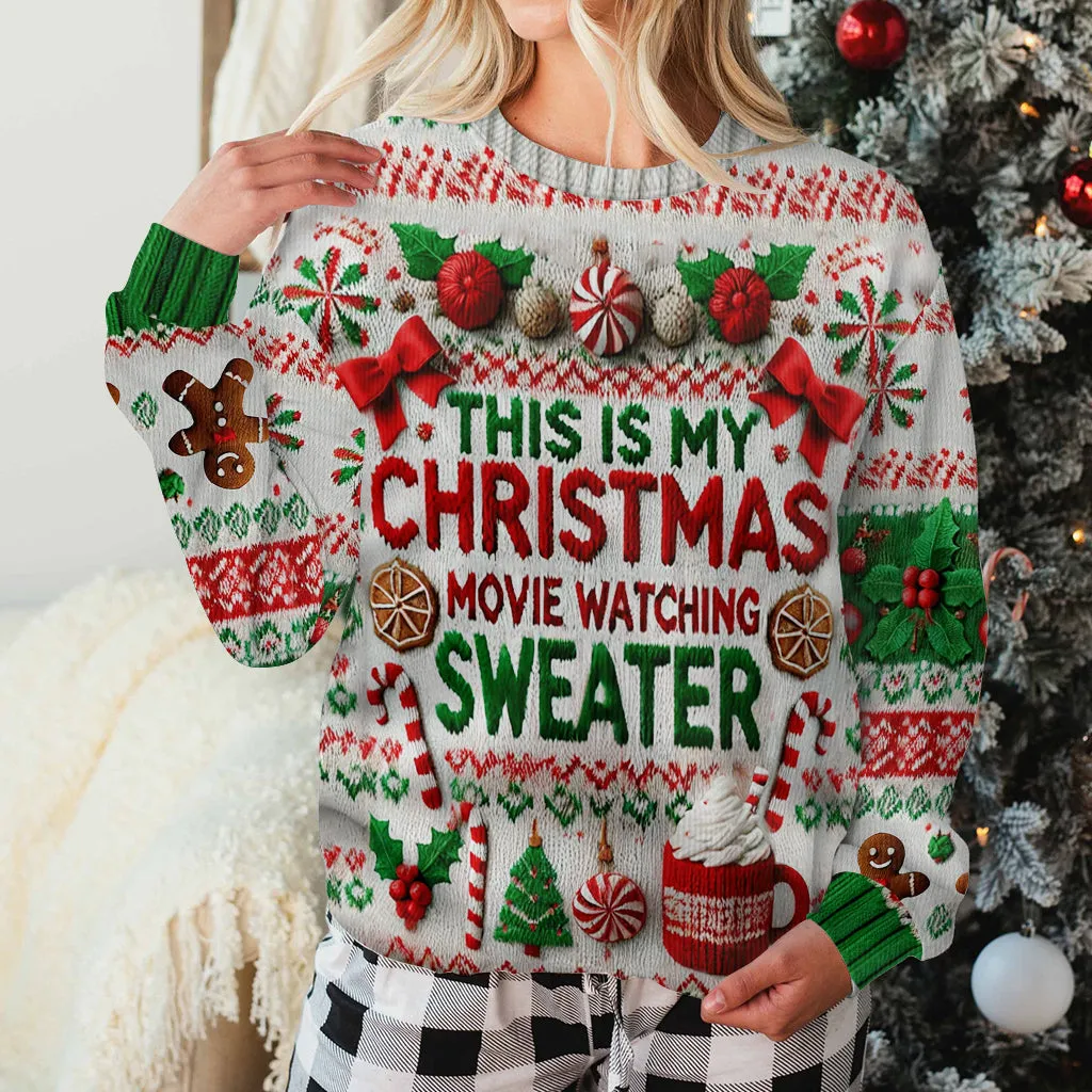 This Is My Christmas Movie Watching Sweater - Personalized Ugly Sweater