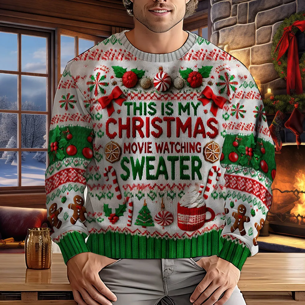 This Is My Christmas Movie Watching Sweater - Personalized Ugly Sweater