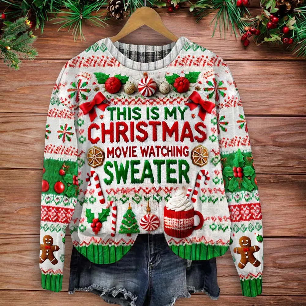 This Is My Christmas Movie Watching Sweater - Personalized Ugly Sweater