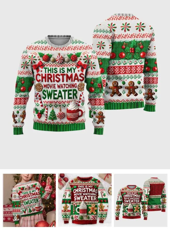 This Is My Christmas Movie Watching Sweater - Personalized Ugly Sweater