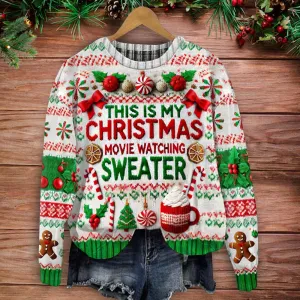 This Is My Christmas Movie Watching Sweater - Personalized Ugly Sweater