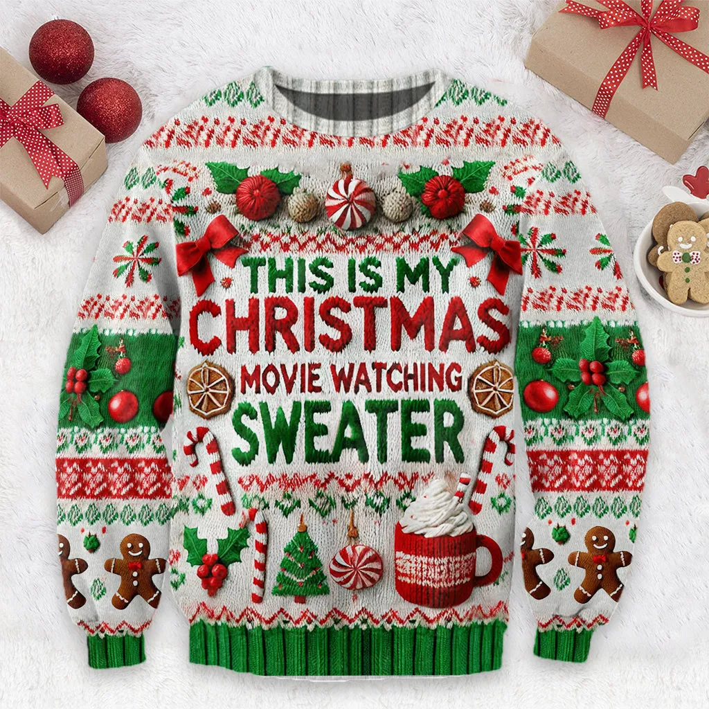 This Is My Christmas Movie Watching Sweater - Personalized Ugly Sweater