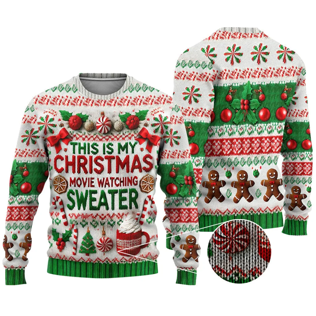 This Is My Christmas Movie Watching Sweater - Personalized Ugly Sweater