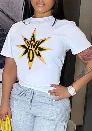 Trendy Graphic Printed Round Neck Short Sleeve T-Shirt