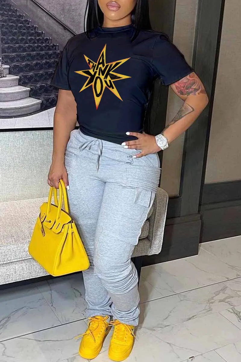 Trendy Graphic Printed Round Neck Short Sleeve T-Shirt