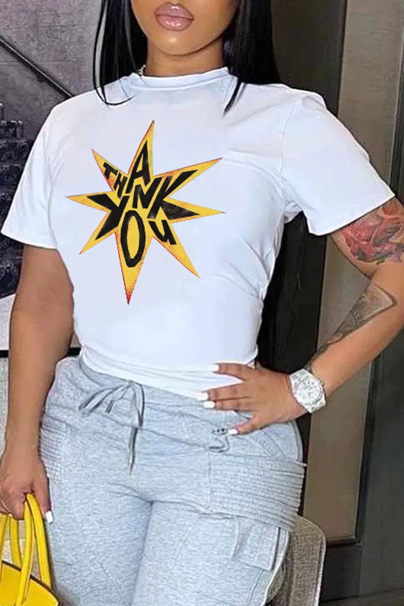 Trendy Graphic Printed Round Neck Short Sleeve T-Shirt