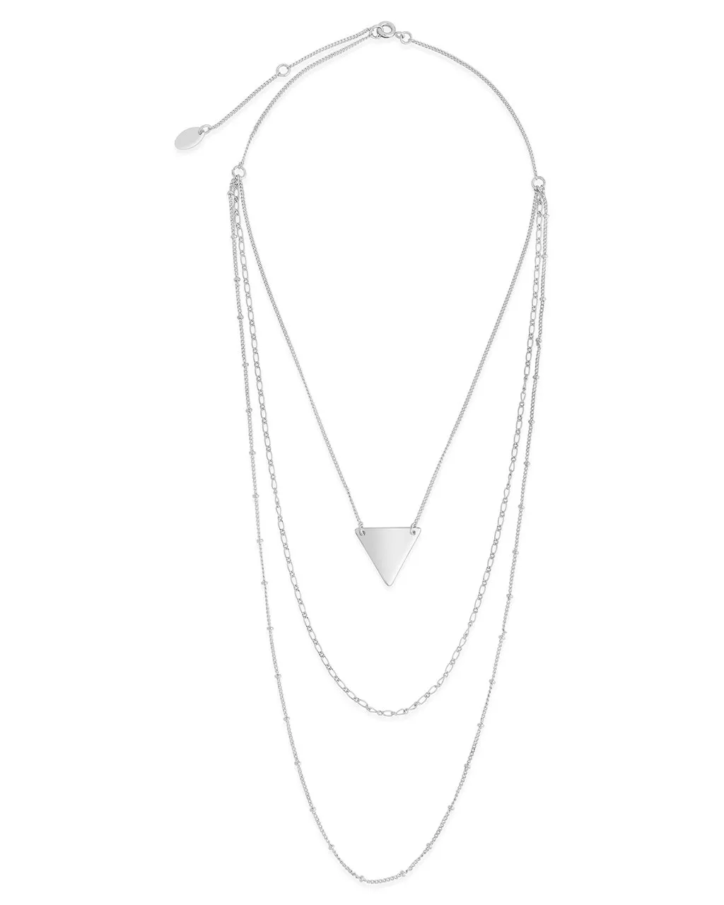 Triple Chain Layered Triangle Necklace