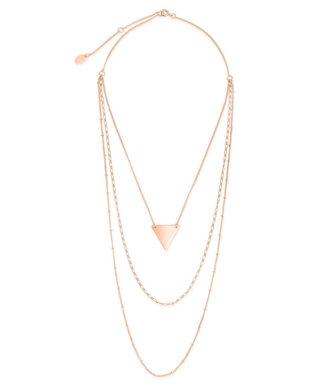 Triple Chain Layered Triangle Necklace