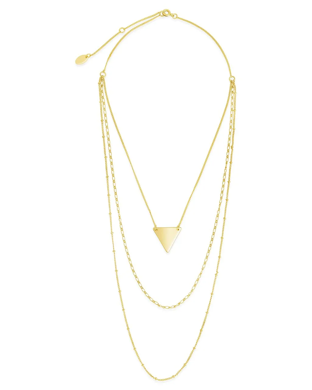 Triple Chain Layered Triangle Necklace