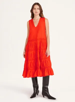 Wallis Smocked Dress in Flame